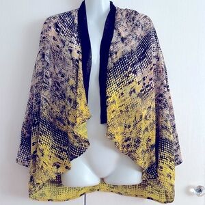 Citron Santa Monica 100% Silk Snake Print Cascade Open Front Cardigan  Size M